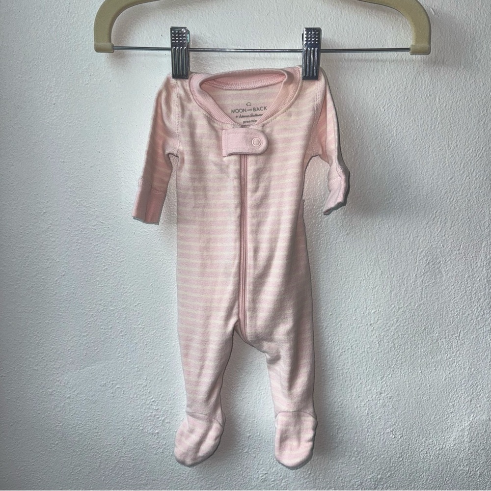 Hanna Andersson Baby Zip Sleeper Preemie Size Pink Stripe Organic Cotton